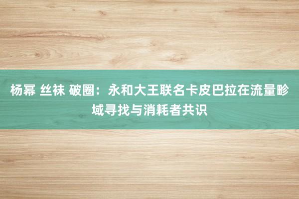 杨幂 丝袜 破圈：永和大王联名卡皮巴拉在流量畛域寻找与消耗者共识