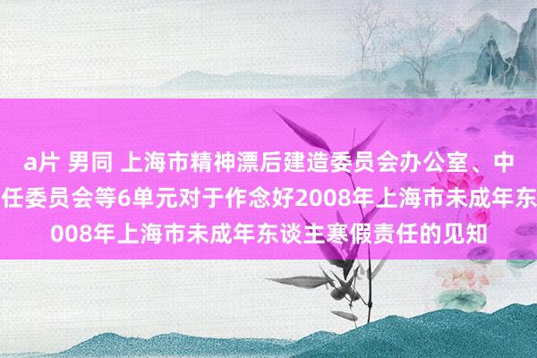 a片 男同 上海市精神漂后建造委员会办公室、中共上海市科技教训责任委员会等6单元对于作念好2008年上海市未成年东谈主寒假责任的见知